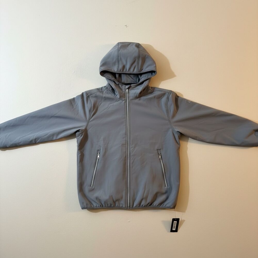 Kenneth Cole Men LG Jacket NWT Gray Zip Pockets Fleece Lined Softshell $250 MSRP